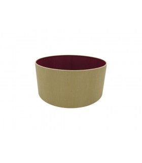 Round Cylinder, 400 x 180mm Dual Faux Silk Fabric Shade, Antique Gold, Ruby - 1