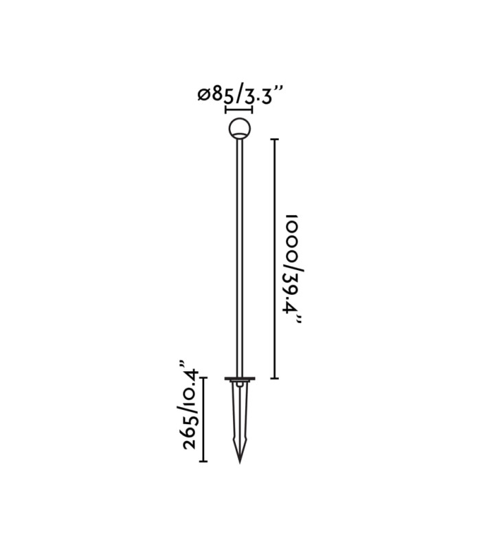 Cuca 100Cm LED Outdoor Spike Black IP65 2700K