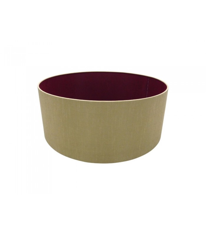Round Cylinder, 500 x 200mm Dual Faux Silk Fabric Shade, Antique Gold, Ruby - 1