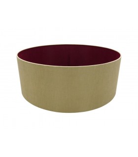 Round Cylinder, 600 x 220mm Dual Faux Silk Fabric Shade, Antique Gold, Ruby - 1