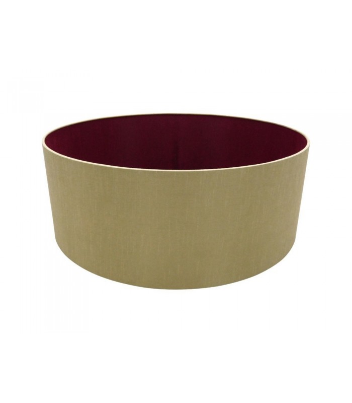 Round Cylinder, 600 x 220mm Dual Faux Silk Fabric Shade, Antique Gold, Ruby - 1