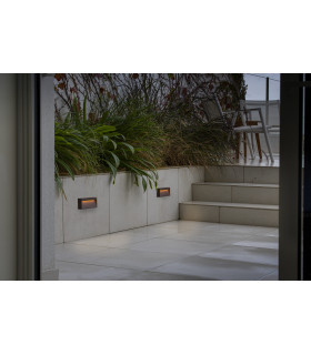 Dune Rectangle LED Outdoor Flush Wall Lamp Rust Brown IP65 CCT 2200-4000K
