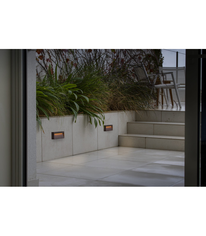 Dune Rectangle LED Outdoor Flush Wall Lamp Rust Brown IP65 CCT 2200-4000K