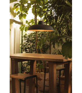 Saga Outdoor Pendant Ceiling Light Black E27 IP65