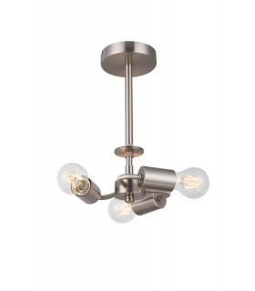 Satin Nickel 3 Light E27 Universal Semi Flush Ceiling Fixture, Suitable For A Vast Selection Of Shades - 1