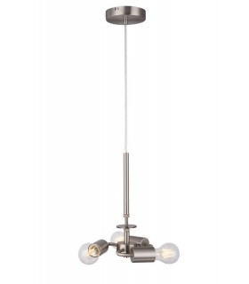 Satin Nickel 3m 3 Light E27 Universal Ceiling Pendant, Suitable For A Vast Selection Of Shades - 1