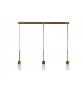 Antique Brass 3 Light E27 3m Linear Ceiling Pendant, Suitable For A Vast Selection Of Shades - 1