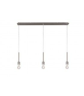 Satin Nickel 3 Light E27 3m Linear Ceiling Pendant, Suitable For A Vast Selection Of Shades - 1