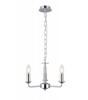 3 Light Multi Arm Ceiling Pendant without Shade, c, w 2m Chain, E14 Polished Chrome - 1