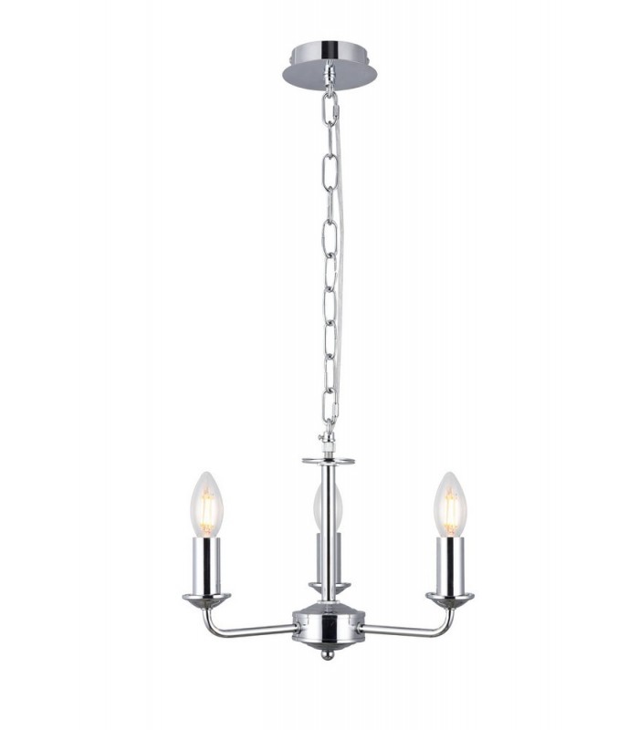 3 Light Multi Arm Ceiling Pendant without Shade, c, w 2m Chain, E14 Polished Chrome - 1