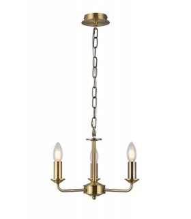 3 Light Multi Arm Ceiling Pendant without Shade, c, w 2m Chain, E14 Antique Brass - 1