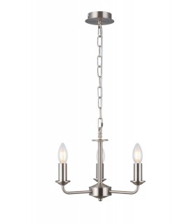 3 Light Multi Arm Ceiling Pendant without Shade, c, w 2m Chain, E14 Satin Nickel - 1
