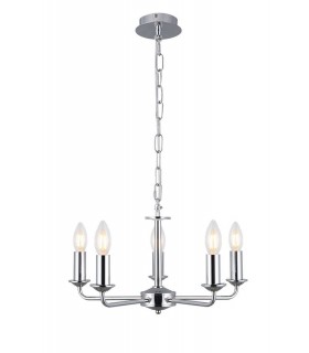 5 Light Multi Arm Ceiling Pendant without Shade, c, w 2m Chain, E14 Polished Chrome - 1