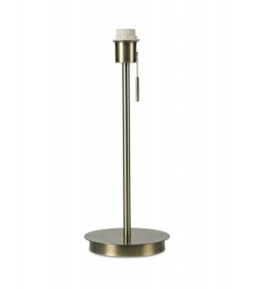 Round Flat Base Large Table Lamp without Shade, Switched Lampholder, 1 Light E27 Antique Brass - 1