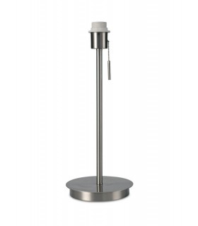 Round Flat Base Large Table Lamp without Shade, Switched Lampholder, 1 Light E27 Satin Nickel - 1