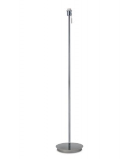 Round Flat Base Floor Lamp without Shade, Switched Lampholder, 1 Light E27 Polished Chrome - 1