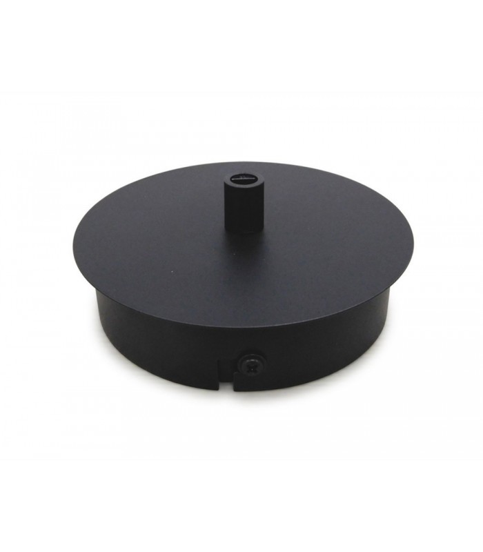 Ceiling Box Matt Black, c, w Cable Grip, Earth Wire & 3 Pole Terminal Block - 1