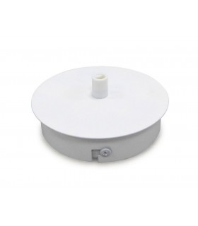 Ceiling Box Matt White, c, w Cable Grip, Earth Wire & 3 Pole Terminal Block - 1