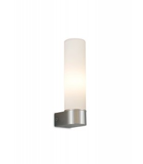 IP44 1 Light E14 Bathroom Wall Lamp, Polished Chrome with Opal Tubular Glass - 1