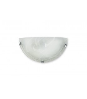 1 Light E27 Flush Wall Lamp, Polished Chrome with Frosted Alabaster Glass - 1