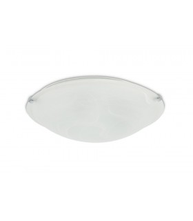 Flush Ceiling 400mm Round, 3 Light E27, Polished Chrome with Frosted Alabaster Glass - 1