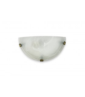 1 Light E27 Flush Wall Lamp, Black, Gold with Frosted Alabaster Glass - 1