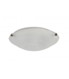 Flush Ceiling 400mm Round, 3 Light E27, Black, Gold with Frosted Alabaster Glass - 1