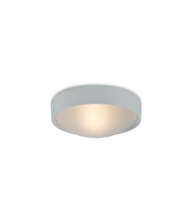 IP44 1 Light E27 Flush Ceiling Light, White Frame with Frosted Glass - 1