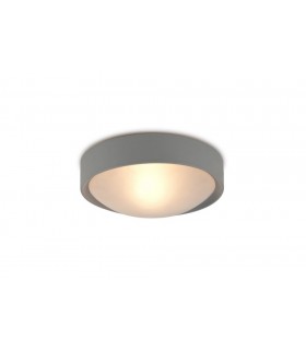 IP44 1 Light E27 Flush Ceiling Light, Satin Nickel Frame with Frosted Glass - 1