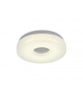 IP44 12W LED Small Flush Ceiling Light, 4000K 1000lm CRI80, Polished Chrome with White Acrylic Diffuser - 1