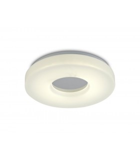 IP44 18W LED Medium Flush Ceiling Light, 4000K 1400lm CRI80, Polished Chrome with White Acrylic Diffuser - 1