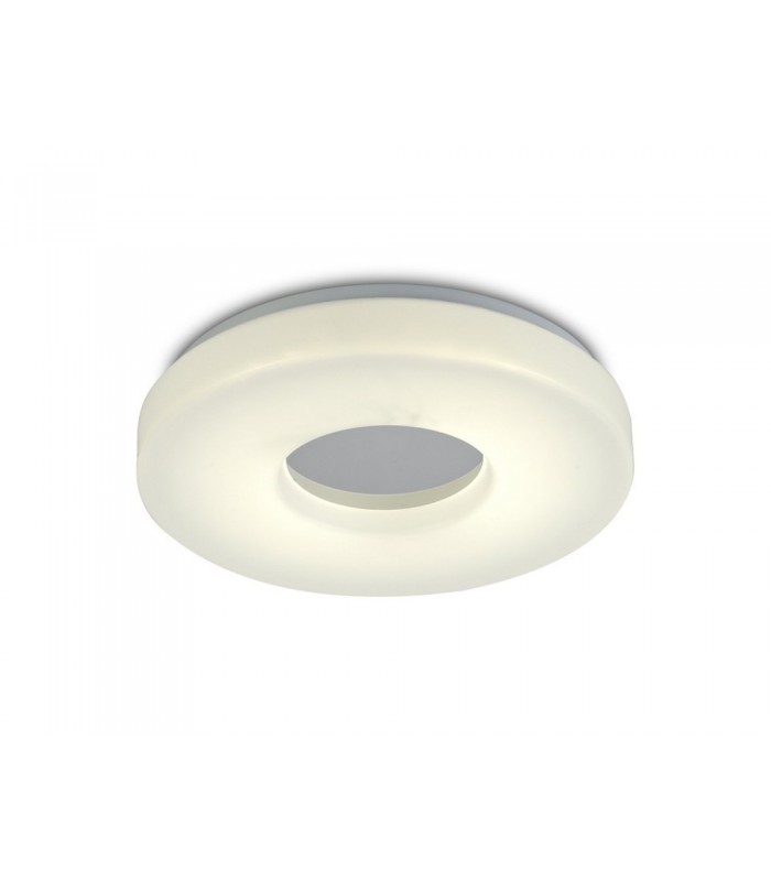 IP44 18W LED Medium Flush Ceiling Light, 4000K 1400lm CRI80, Polished Chrome with White Acrylic Diffuser - 1