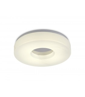 IP44 24W LED Large Flush Ceiling Light, 4000K 2000lm CRI80, Polished Chrome with White Acrylic Diffuser - 1