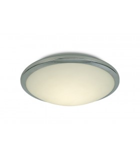 IP44 12W LED Flush Ceiling Light, 4000K 840lm CRI80, Polished Chrome Trim with Opal Glass - 1