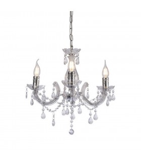 Chandelier with Acrylic Sconce & Acrylic Crystal Droplets 3 Light E14 Polished Chrome - 1