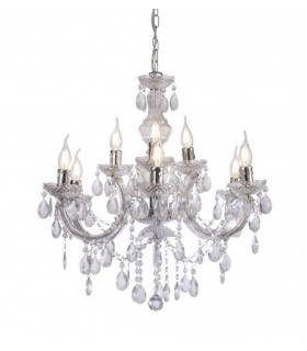Chandelier with Acrylic Sconce & Acrylic Droplets 6+3 Light E14 Polished Chrome - 1