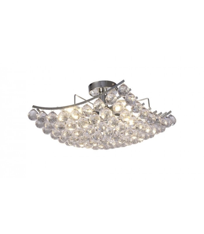 Flush Ceiling Lamp with Acrylic Spheres, 4 Light E14 Polished Chrome - 1