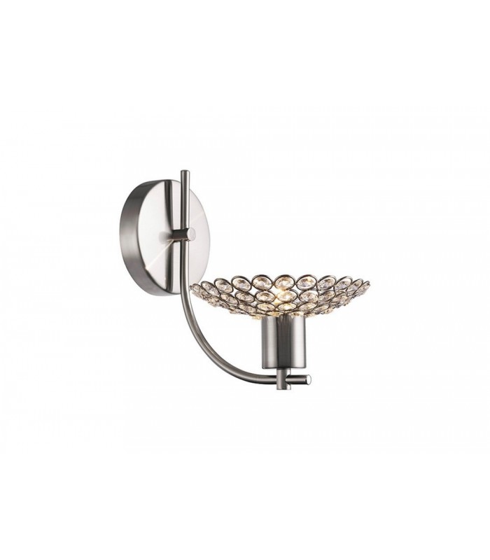Wall Lamp 1 Light Satin Nickel, Crystal - 1