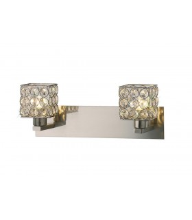 Wall Lamp 2 Light Satin Nickel, Crystal - 1