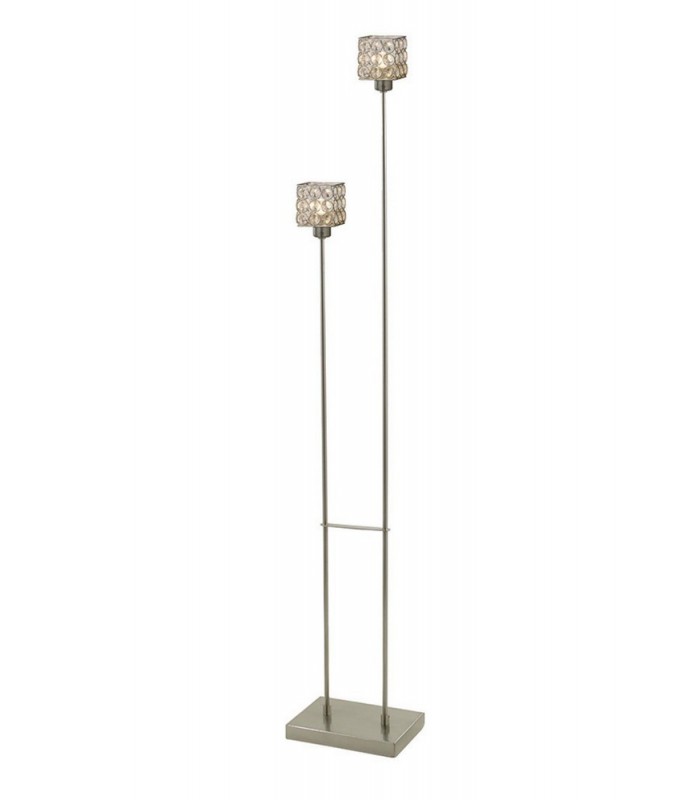 Floor Lamp 2 Light Satin Nickel, Crystal - 1