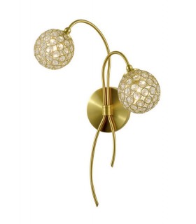 Wall Lamp 2 Light Satin Brass, Crystal - 1