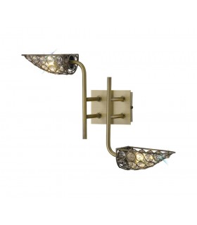 Wall Lamp 2 Light Antique Brass, Crystal - 1