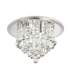 Flush Ceiling 4 Light Polished Chrome, Acrylic Trim, Crystal - 1