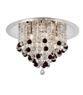Flush Ceiling 4 Light Polished Chrome, Acrylic Trim, Crystal Supplied with 17 Additional Black Crystal Spheres - 1