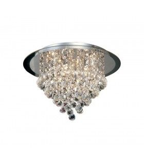 Flush Ceiling 6 Light Polished Chrome, Acrylic Trim, Crystal - 1