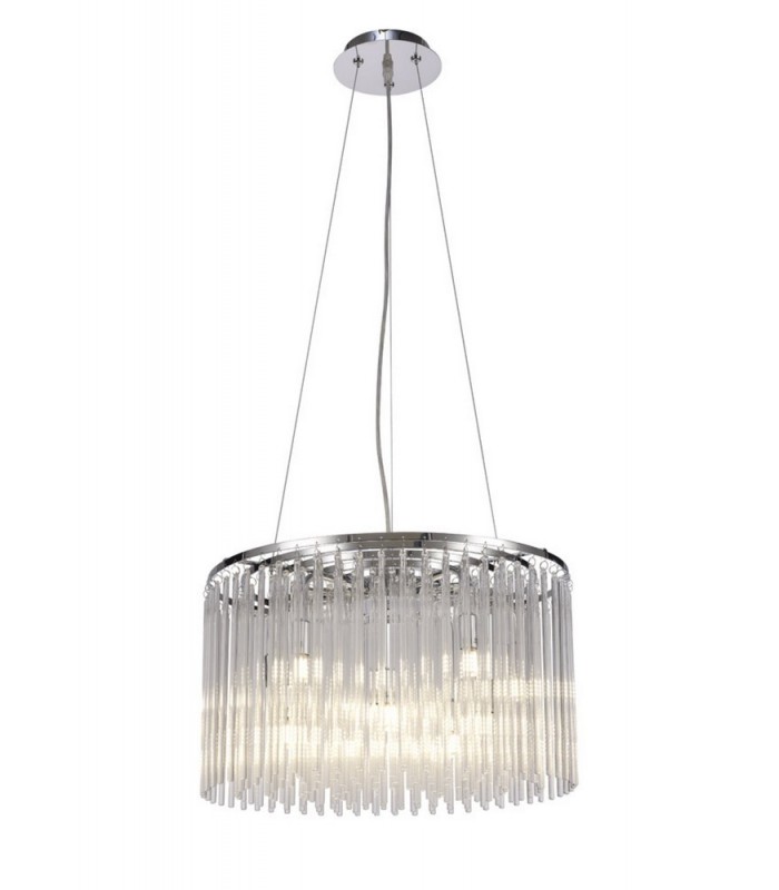 Ceiling Pendant Round 10 Light Polished Chrome, Clear Glass - 1