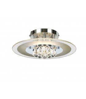 Flush Ceiling Round 4 Light Polished Chrome, Glass, Crystal - 1