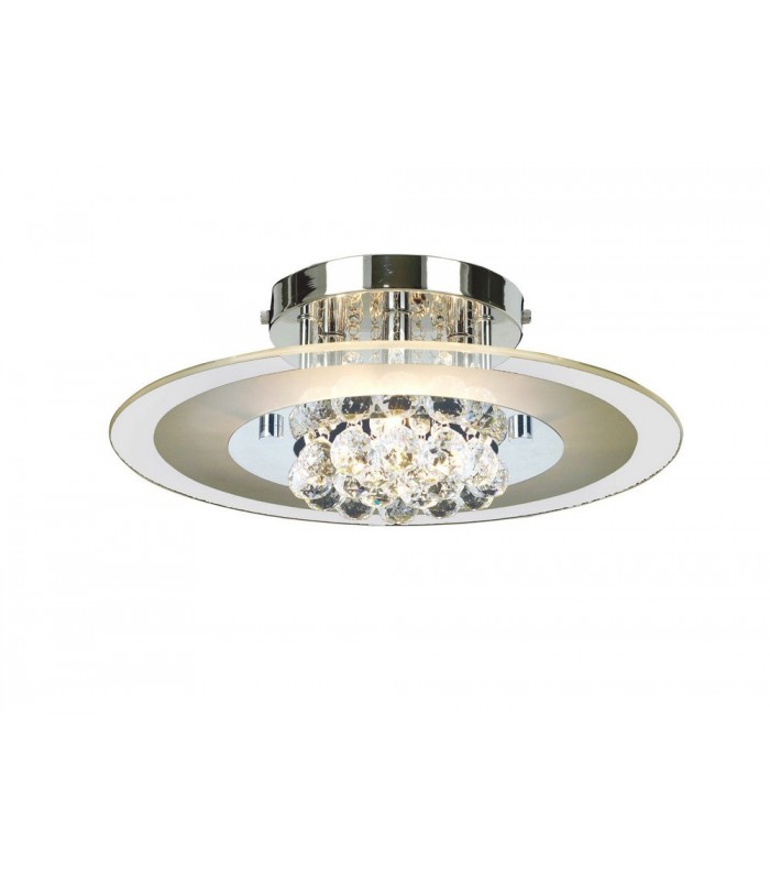 Flush Ceiling Round 4 Light Polished Chrome, Glass, Crystal - 1