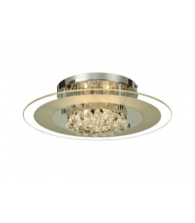 Flush Ceiling Round 6 Light Polished Chrome, Glass, Crystal - 1