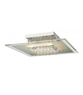 Flush Ceiling Square 6 Light Polished Chrome, Glass, Crystal - 1